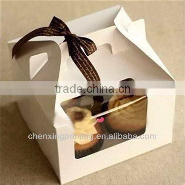 cheap 300g brown or white kraft paper cake box with handle ,