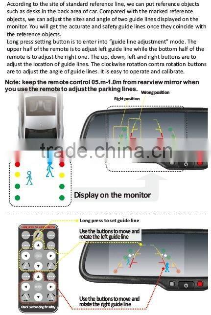 4.3 inch OEM parking sensor rearview mirror with 4 replacement radar detectors with backup display made by GERMID