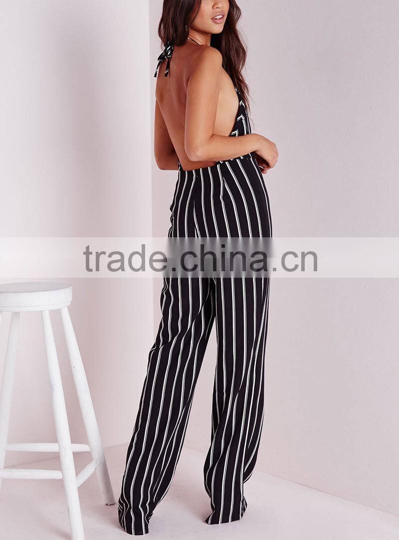 Sexy backless strip deep V high quality fashional women jumpsuit