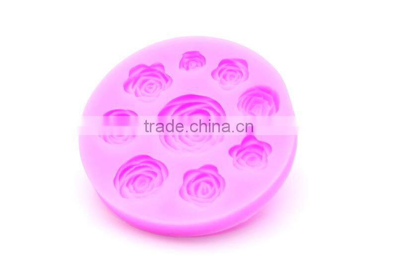 Different size rose shape silicone cake molds