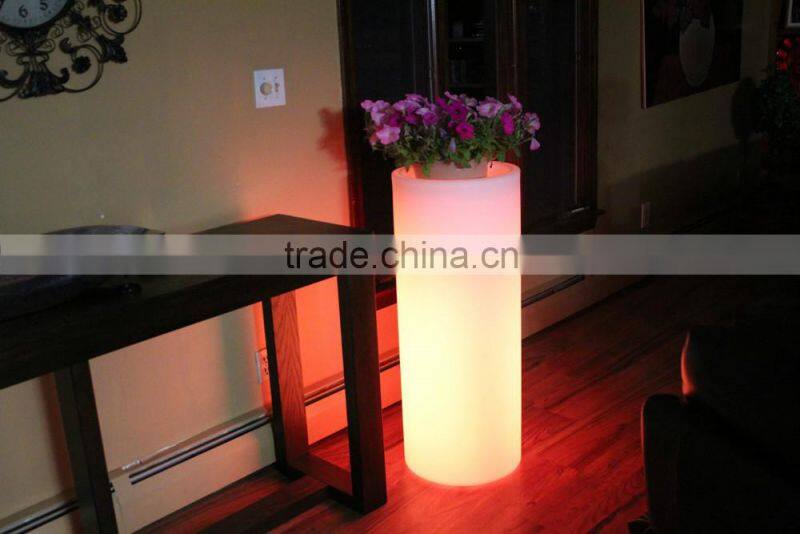 Cylindrical high waterproof light flowerpot White Plastic Led Flower Pots/Led Light Garden Flower Pot