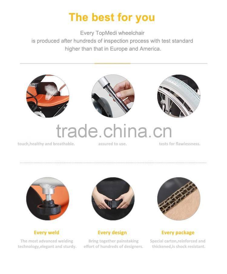 Rehabilitation Therapy Supplie Topmedi manual folding aluminum wheelchair sales of used wheelchair