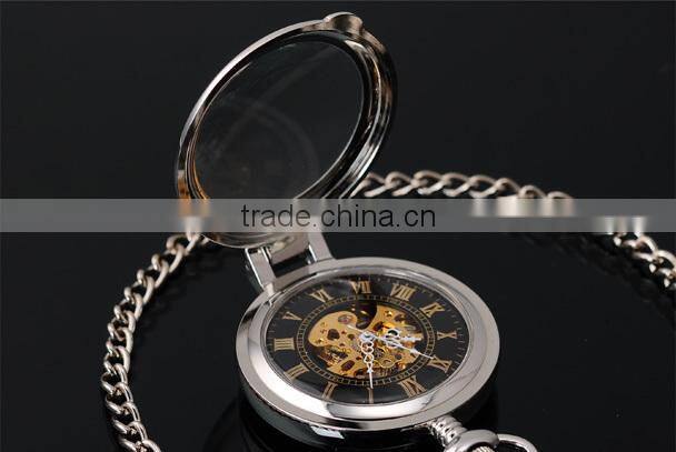 Fashion Men Analog Mechanical Roman Numerals Pocket Watch