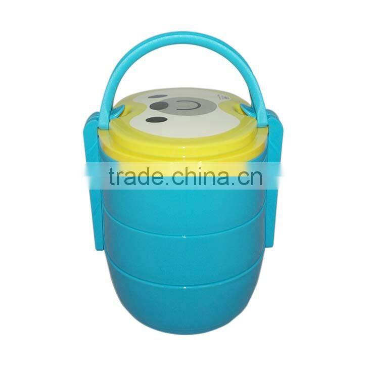 Three layer lunch box with fork and spoon