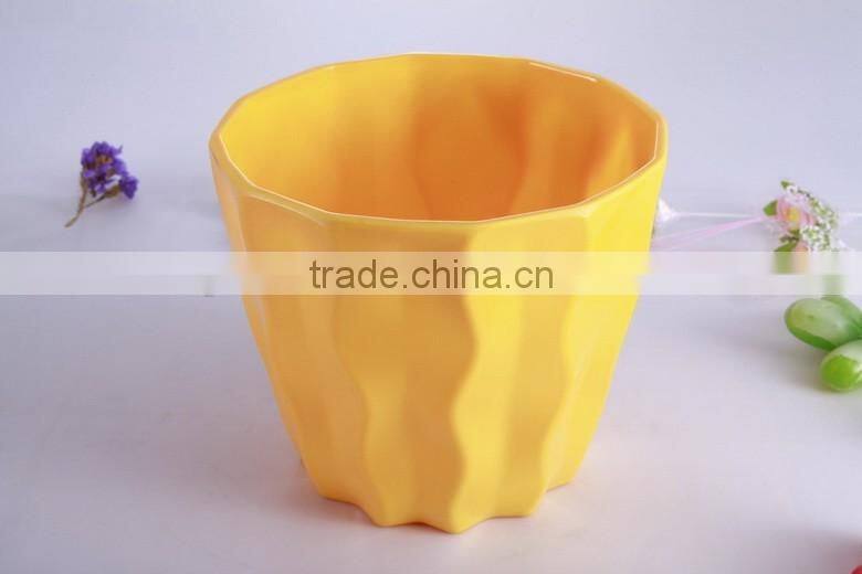 beautiful melamine flower pot with reationary decal, led flower pot