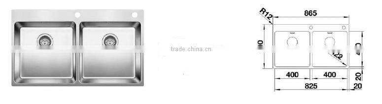 POATS PS-1115 Stainless Steel Sink Overall Size: 865X500X180mm