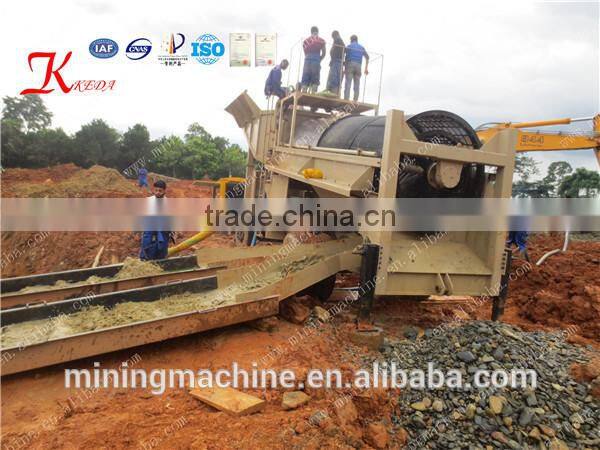Mobile Alluvial Gold Sand Ore Washing Trommel Screen for Ghana