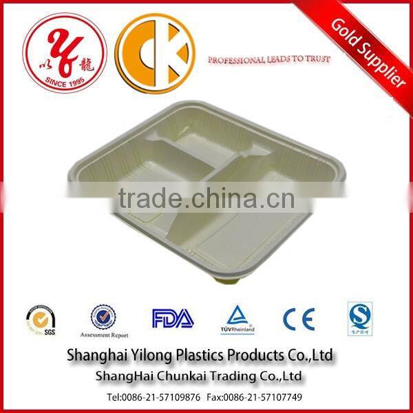 Yellow square disposable plastic food storage containers