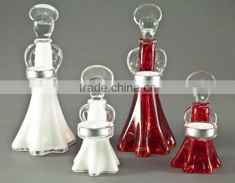 6.3''H crystal glass angel decorative table top tea light candle vases