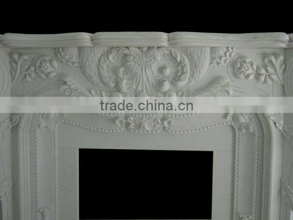 Hand Carved French Style White Marble Fireplace Mantel