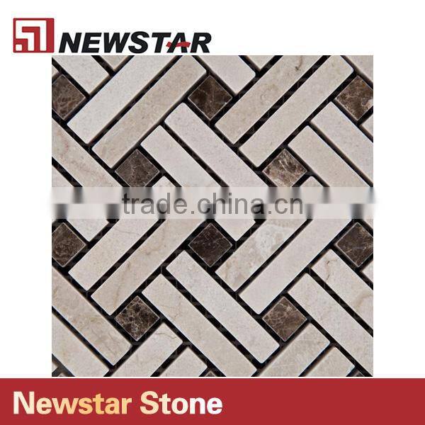 Newstar Top Cheap Basketweave Crema Marfil Emperador Kitchen Tile Mosaic
