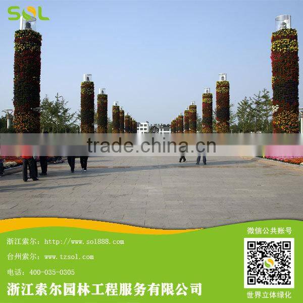 Vertical round flower pot gardening lamp post decoration