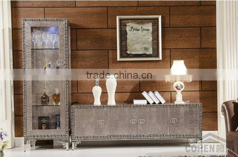 Foshan wholesale price unique desgn golden stainless steel tv stand unit furniture