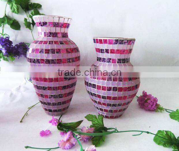 Handblown Home Accessories Cheap Circle Color Mosaic Floral Different Types Decorative Glass Vases