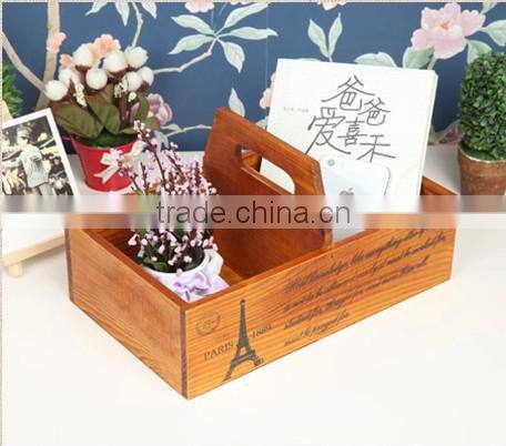 Portable wooden creative storage box for grocery
