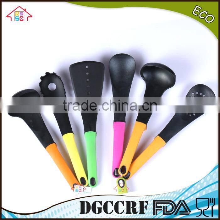 NBRSC High quality set of 6 pieces colorful nylon kitchen utensils set Ladle Slotted Strainer Spatula Spoon solid