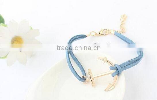 bracelet women 2017 leather bracelet anchor bracelet