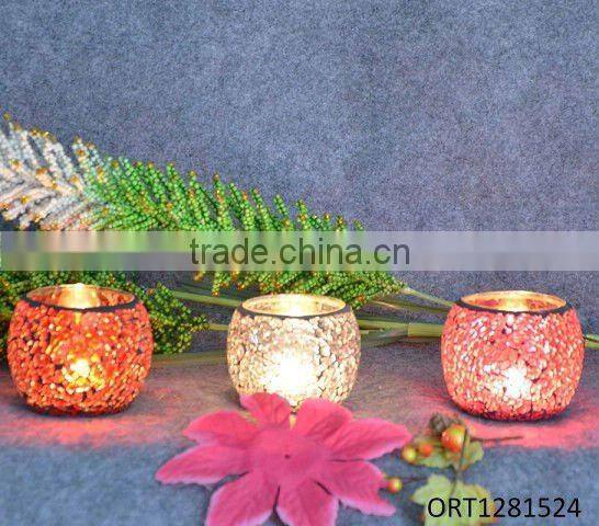 Glass colorful mosaic candle holder