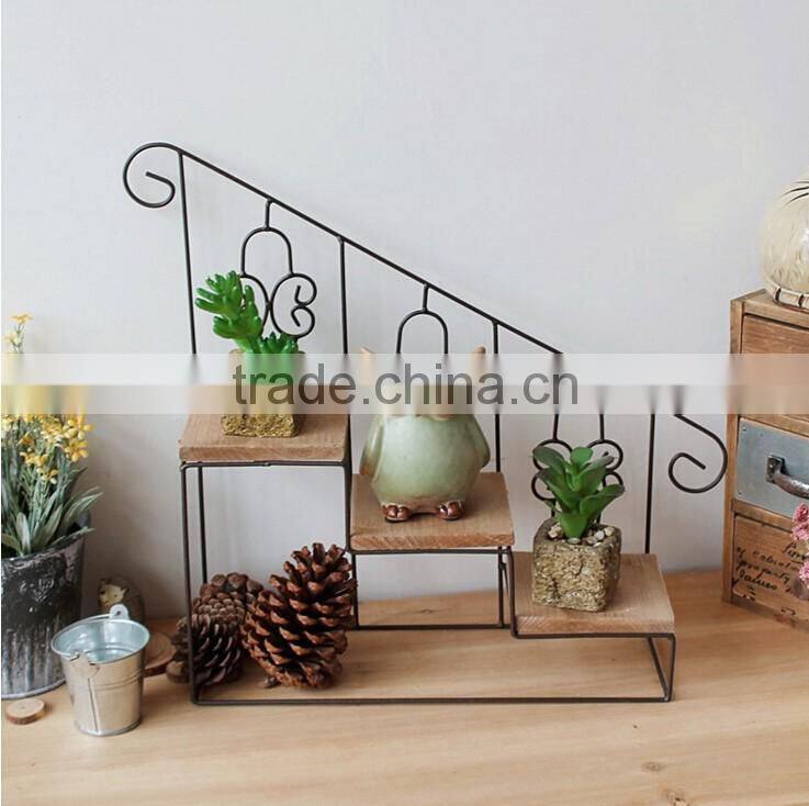2016 owl shape 3 layers indoor metal flower pot rack design