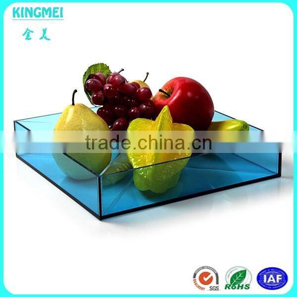 Clear Acrylic Serving Fruit Tray with blue Color Printing on the base