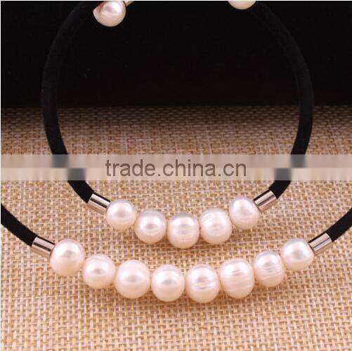 10-11 mm white freshwater pearl necklace and bracelet sets wholesale