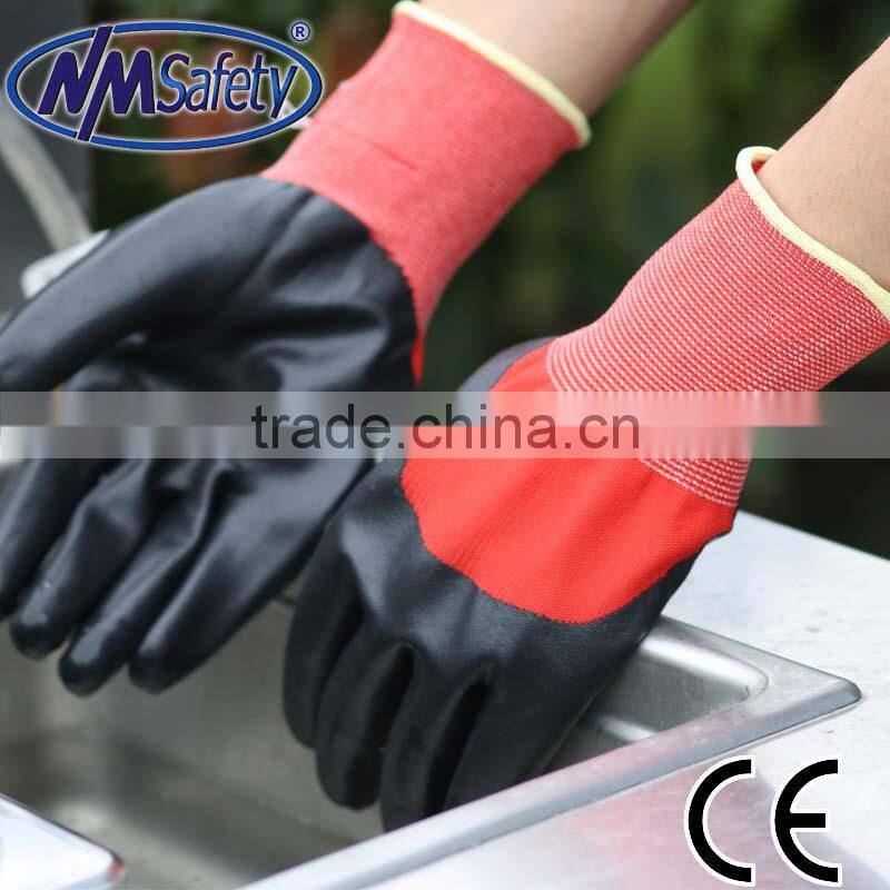 NMSAFETY sandy finish double layer nitrile fully coated gloves