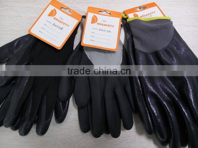 DDSAFETY Hot Sale Luva Nitrilo Revestido Grey Nitrile Coating Safety Gloves