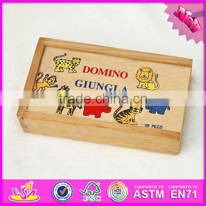 2016 hot sale educational children wooden domino building blocks W15A067