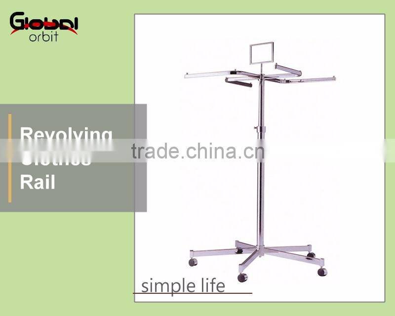 Steel Adjustable Arm Store Fixture Display Stand 4 Way Garment Hanging Rail