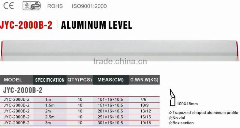 High quality Screed level trapziod aluminum spirit level