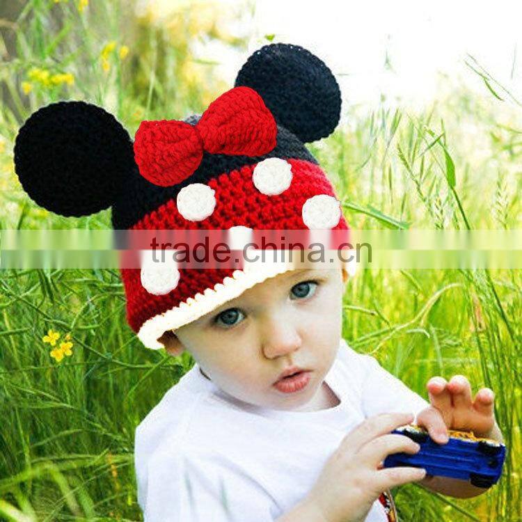 2015 baby flower hat Winter Crochet Hats handmade knitted hat/flower crochet baby patterns