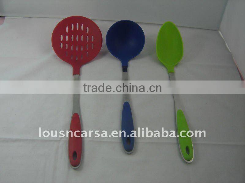 6pc nylon kitchen tools,nylon kitchenware with steel handle