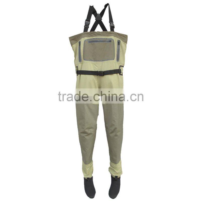 5 layers fishing wader suits pants waterproof breathable nylon pants with water repllent pocket