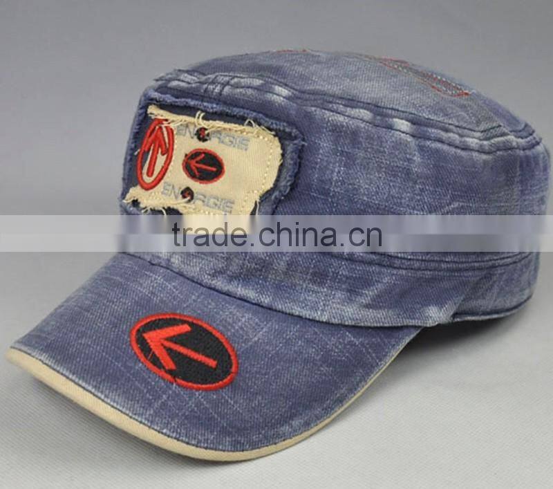 Shabby Denim Army Caps Custom Washed Military Hats With Your Own Design