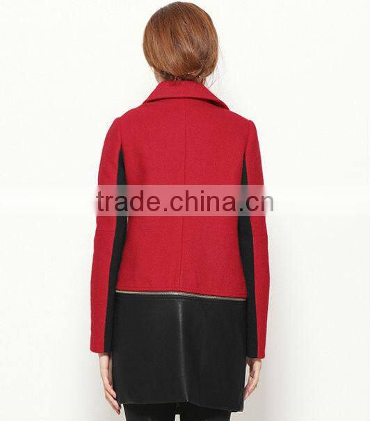 red OL woolen women coat/new model coat women 2016