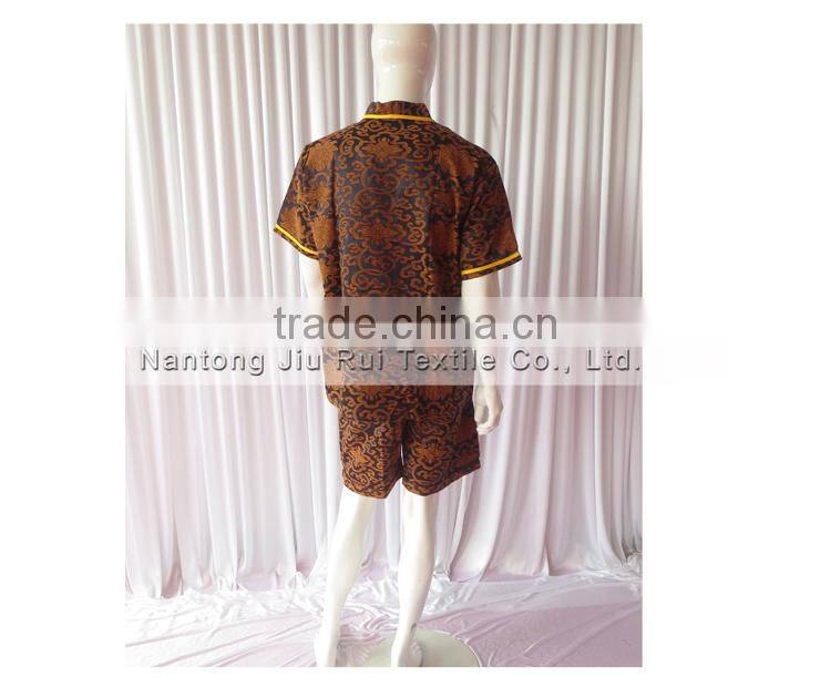 Wine Red Floral Jacquard Pyjamas V-Neck Pyjamas For Sauna Steam Clothes Set Women