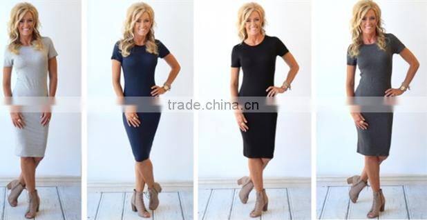 New Fashion Woman Dress Summer Basic Midi Jersey Dresses Slim Bodycon Workwear