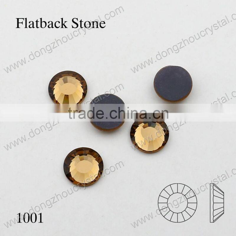 Round shape flat back colorful glass fancy stones for jewelry
