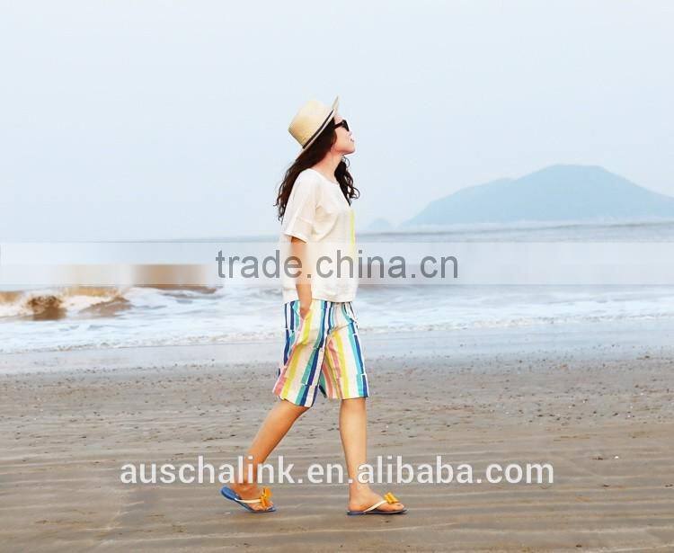OEM service outdoor fashion colorful stripe beach girl short pants