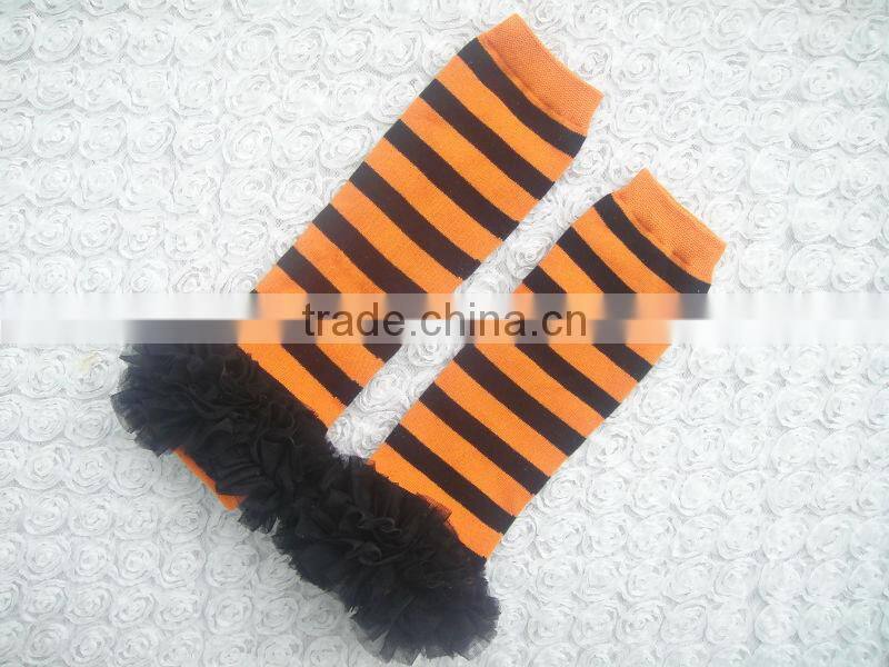 Christmas baby leg warmers Cotton Knitted Printed warmer with ruffles toddler knee high socks