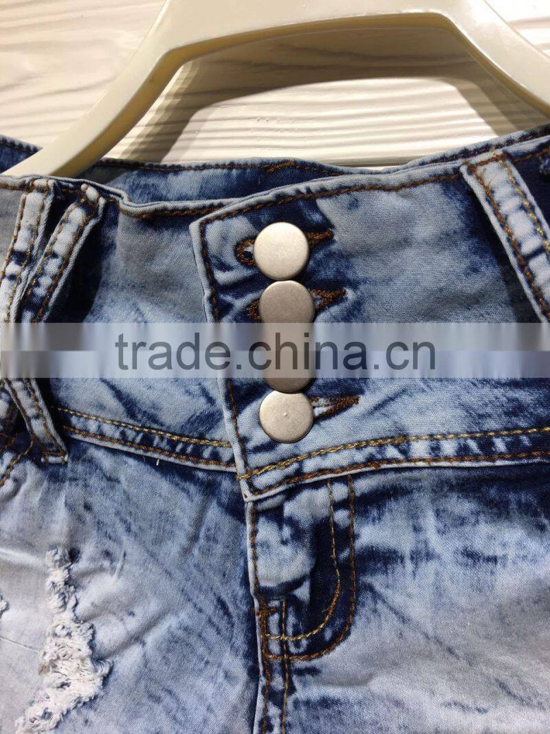 GZY latest high waist all-match fashion girls ruffle shorts jeans stock lot