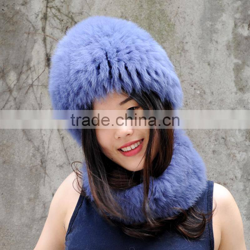 CX-C-01G Womens Girls Knitted Fur Hat Real Fur winter hats