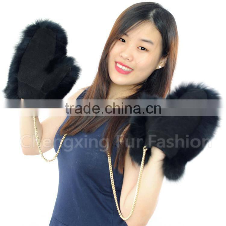 CX-A-67A Genuine Fox Fur Fingerless Winter Leather Glove