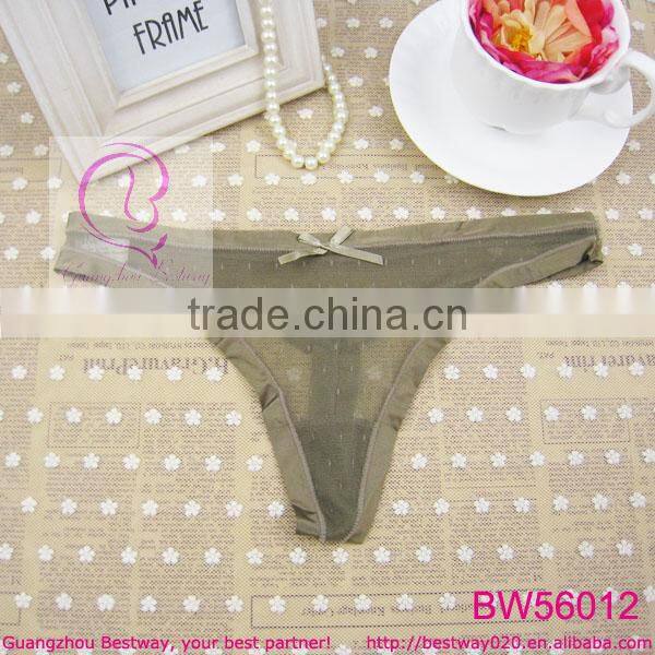 Stock thongs full transparent lace with bow