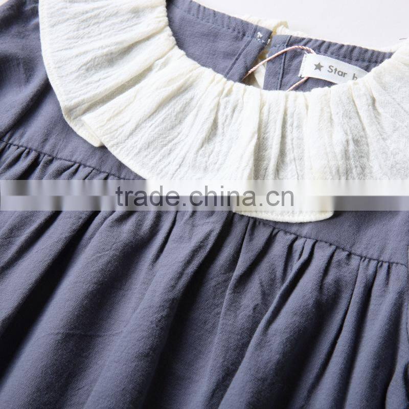 YDA3326korean girl dress autumn puffy sleeve solid color kid dress