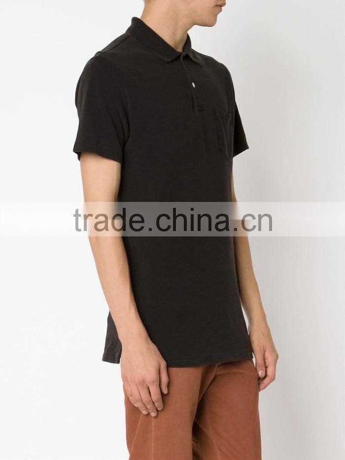 Black cotton classic uniform polo shirt for men