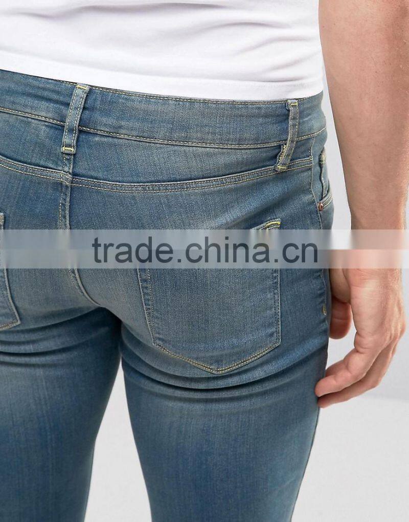 super skinny denim jeans distressed denim pants with knee rips