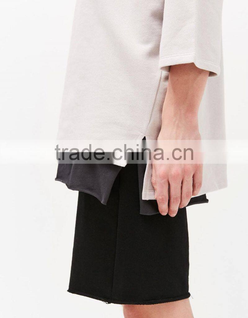 2017 custom new arrival 3/4 sleeve oversized hoodie