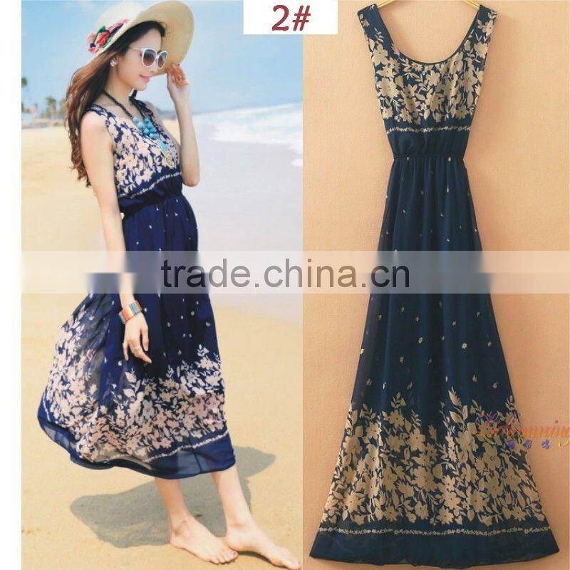 fashion Women Long Chiffon maxi Dress Summer Beach Dress