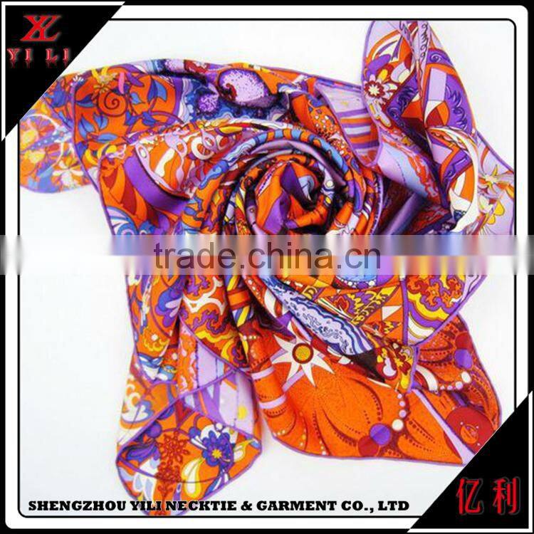 Hot Selling Colorful Women Wholesale Square Silk Scarf